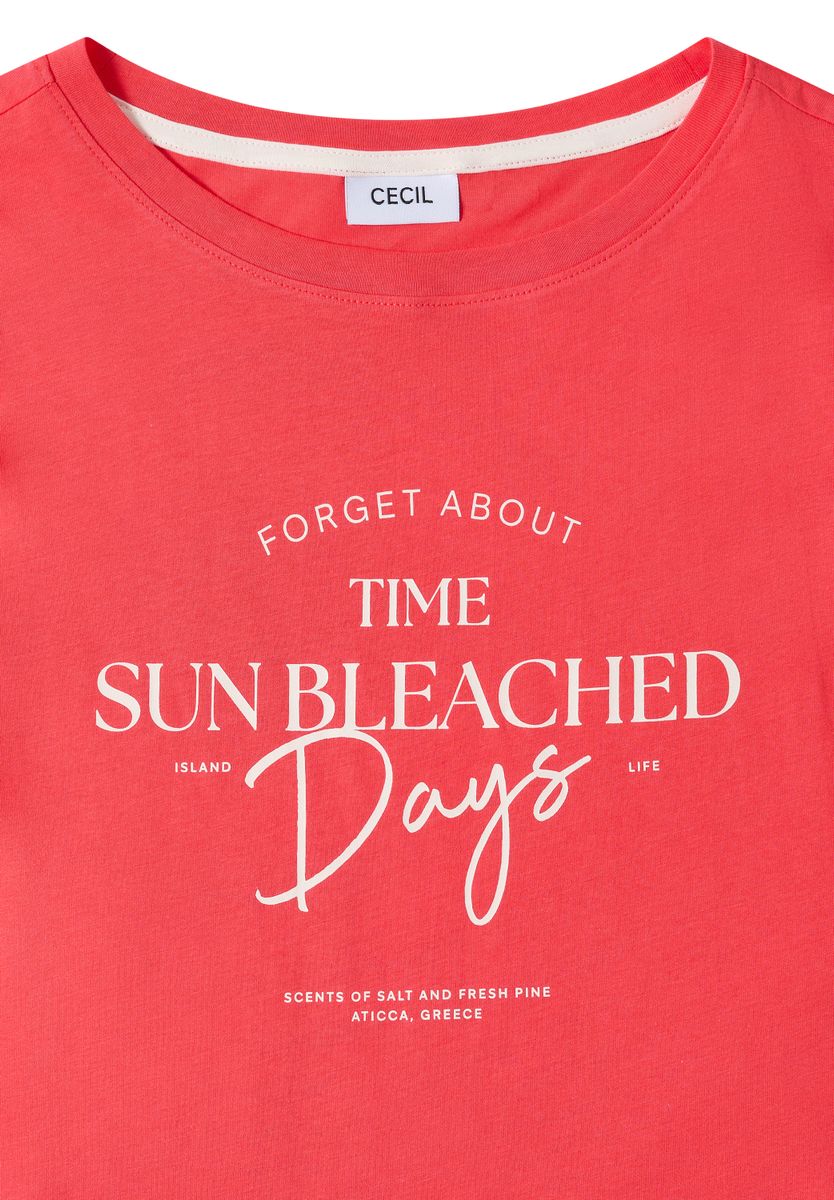 T-Shirt mit Boat Neck und Wording Artwork