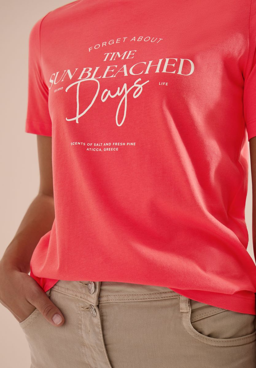 T-Shirt mit Boat Neck und Wording Artwork