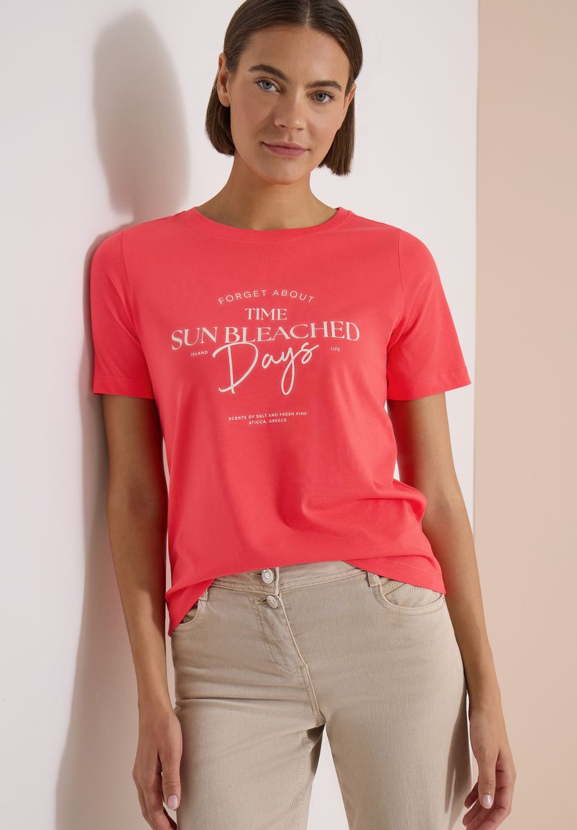 T-Shirt mit Boat Neck und Wording Artwork