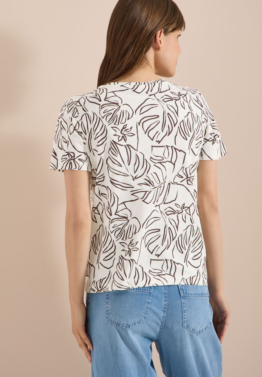 T-Shirt mit Rundhals und Blätterprint