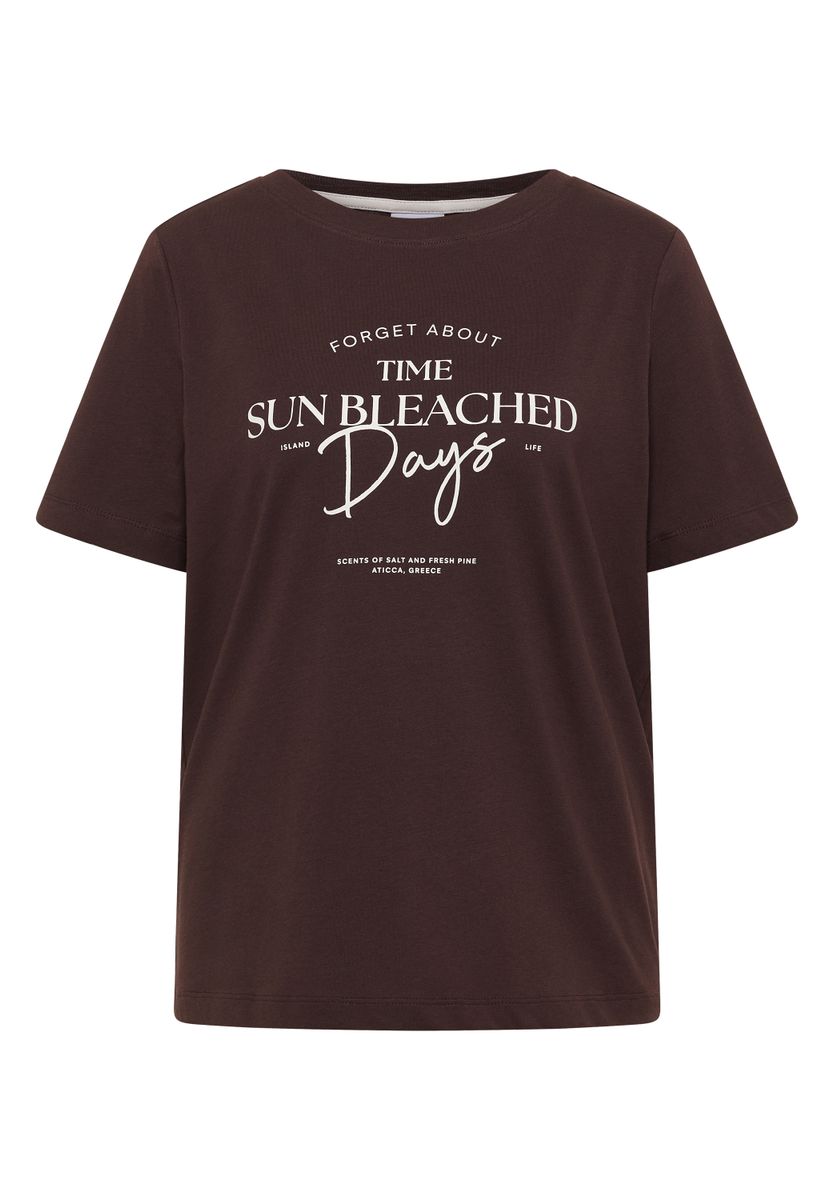 T-Shirt mit Boat Neck und Wording Artwork