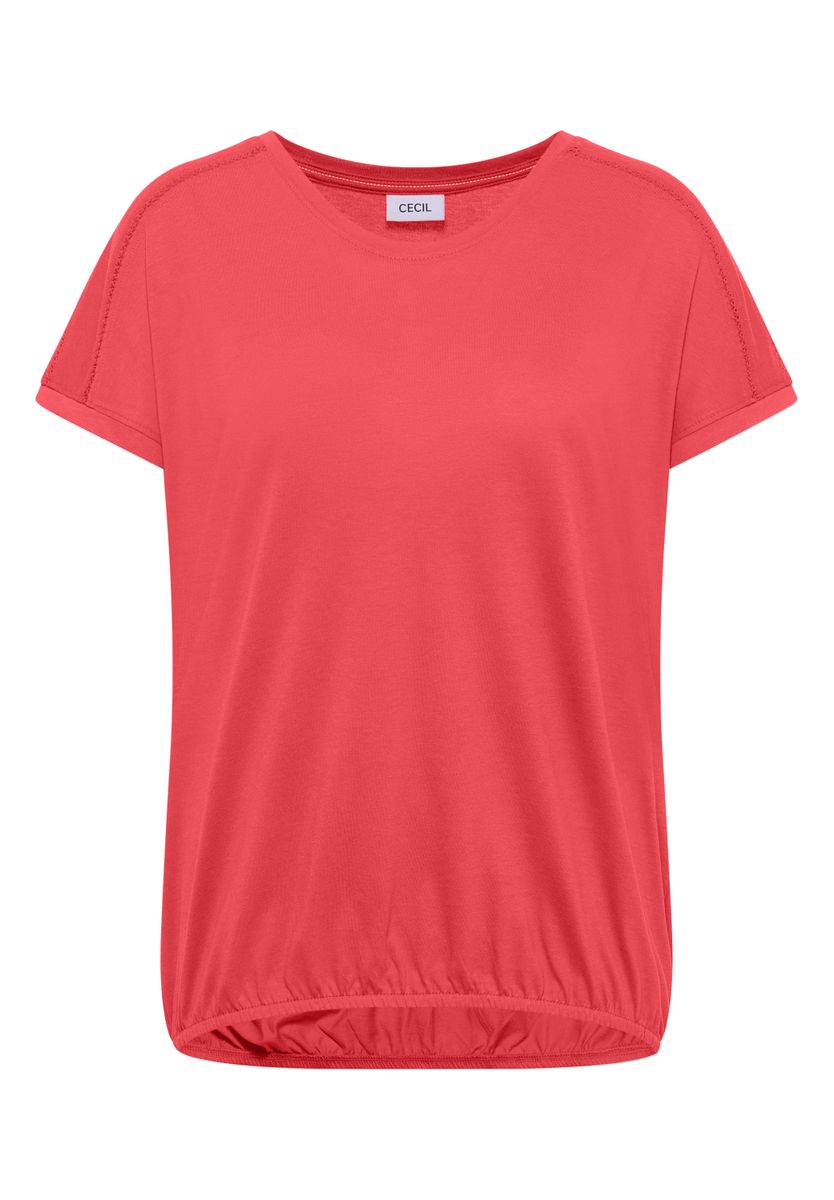 T-Shirt mit V-Neck und Spitzendetail