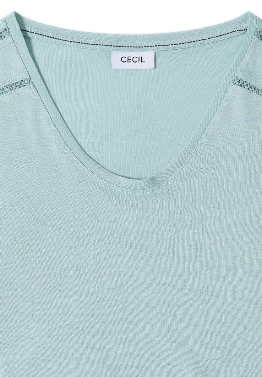 T-Shirt mit V-Neck und Spitzendetail