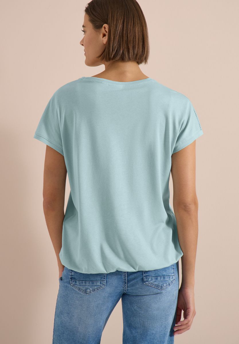 T-Shirt mit V-Neck und Spitzendetail