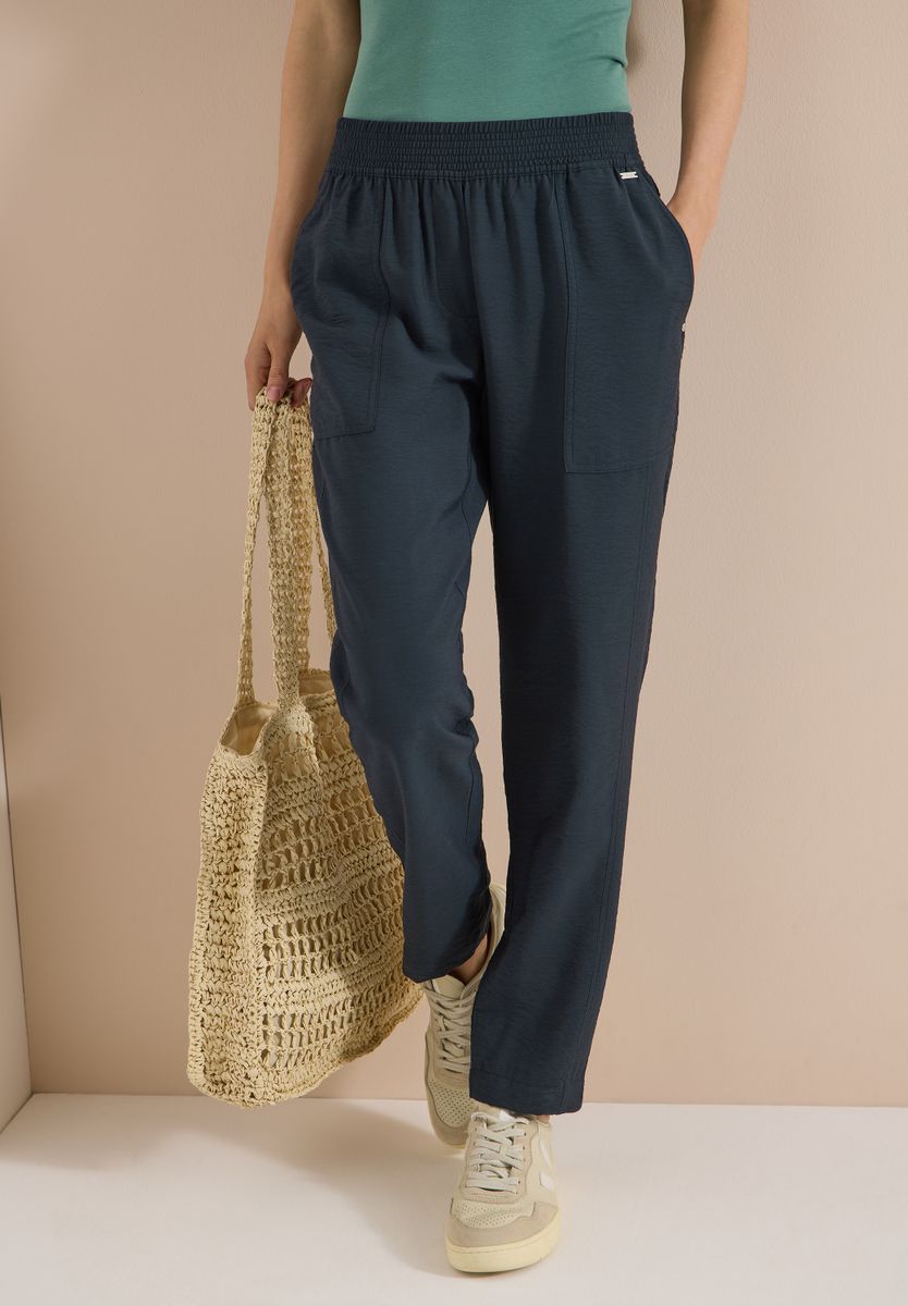 Mid Waist Slim Leg Hose im Loose Fit