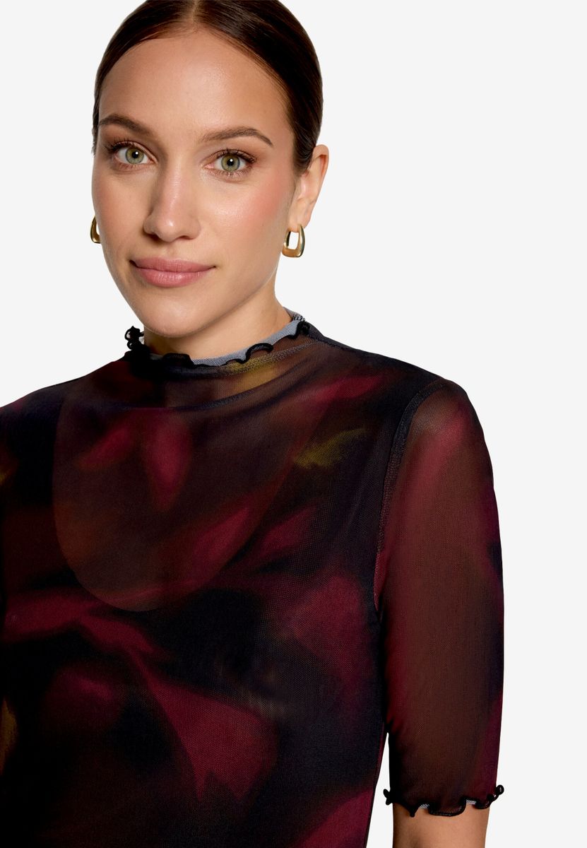 Mesh-Shirt mit Blumen