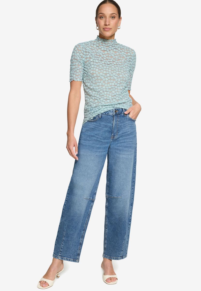 Spitzenshirt mit Stehkragen