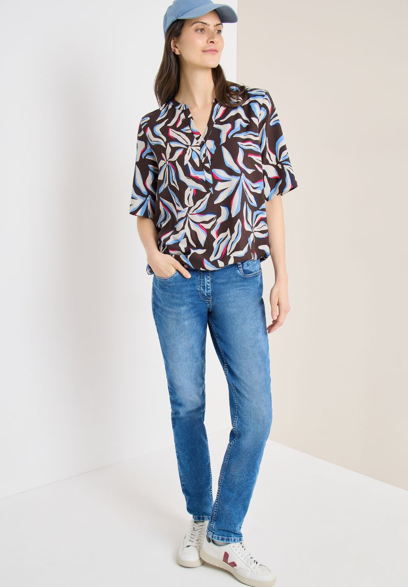 Kurzarm Bluse mit floralem Muster