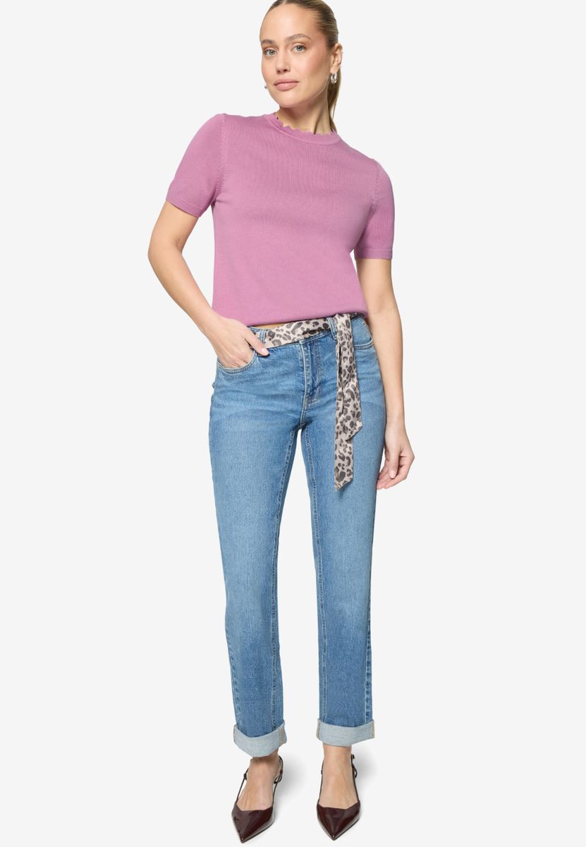 Kurzarmpullover  mit Wellensaum