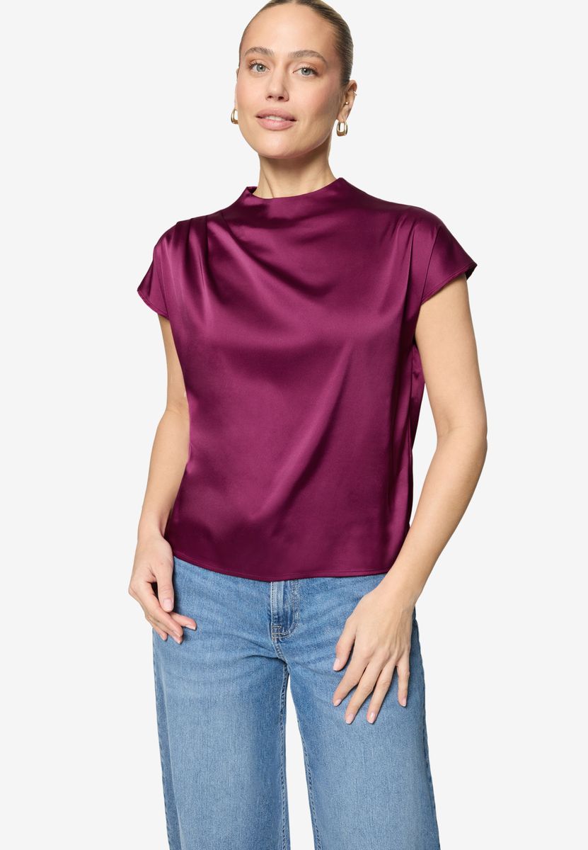 Satinbluse  mit Stehkragen