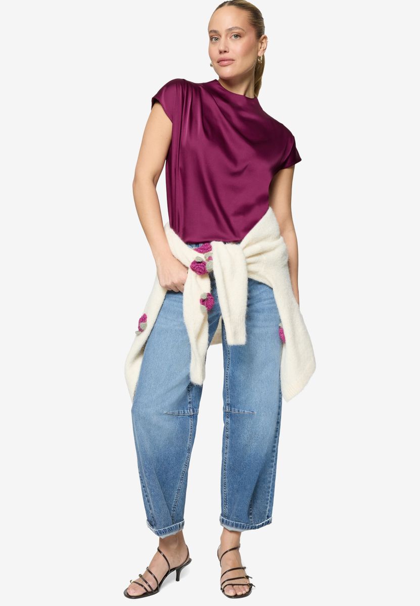 Satinbluse  mit Stehkragen