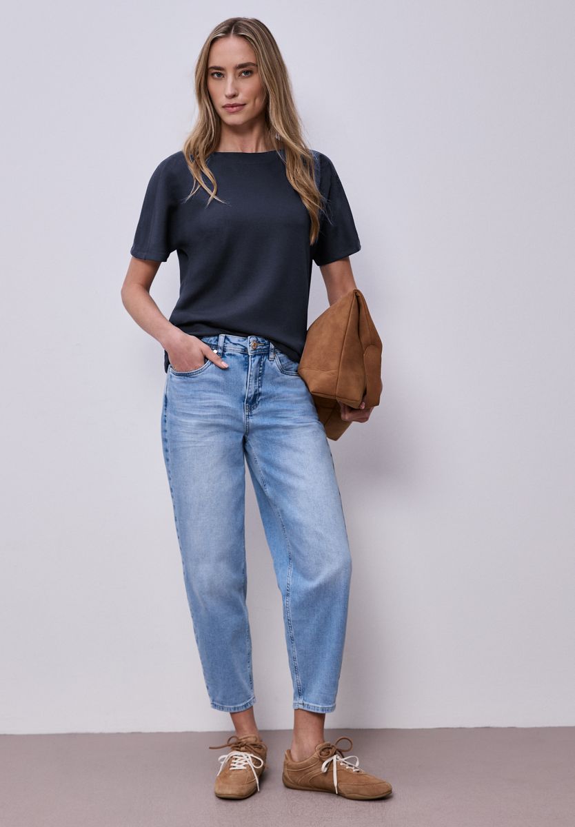 Dropped Shoulder Shirt mit Rippdetail
