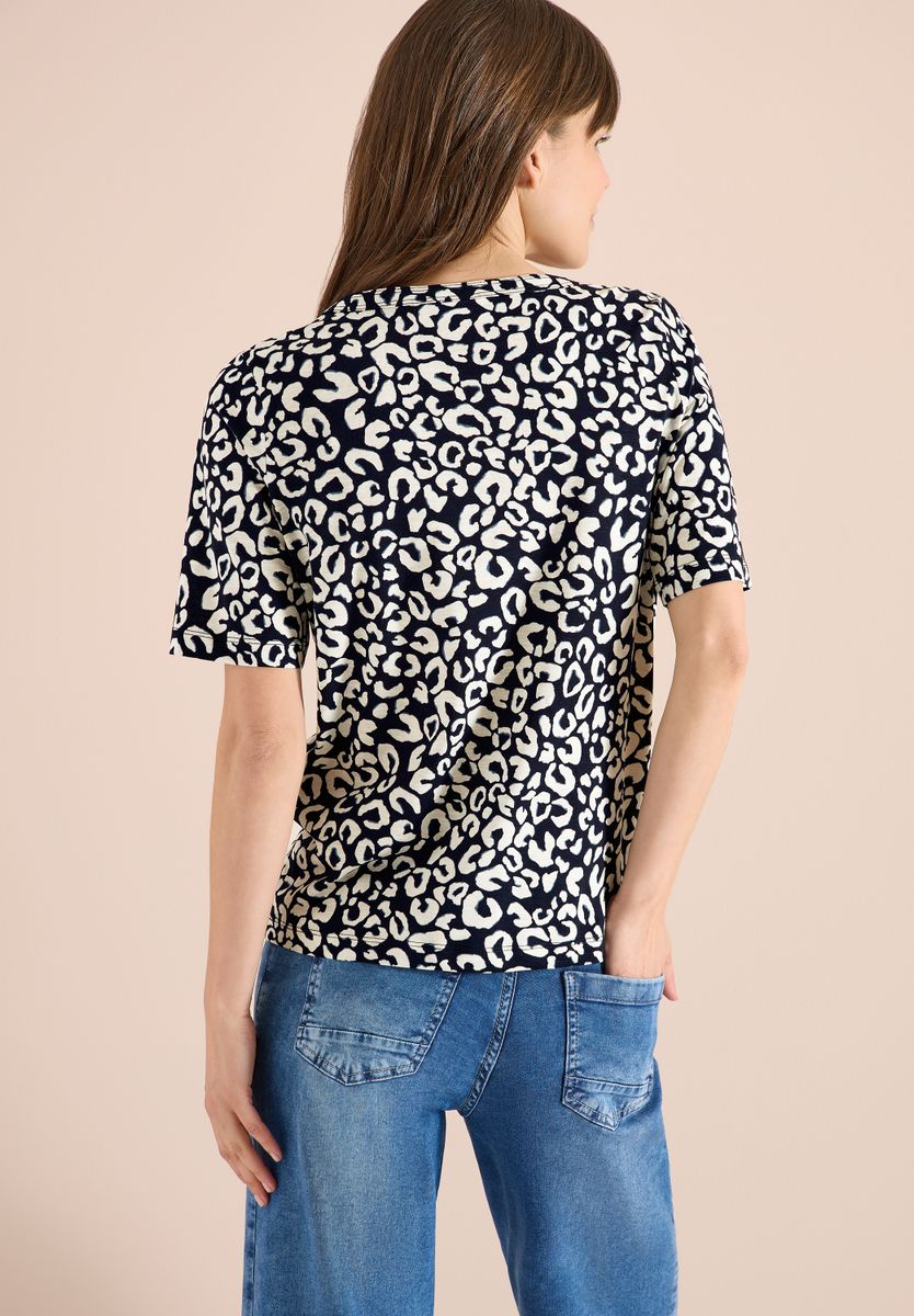 Shirt mit Boatneck und Leo-Print