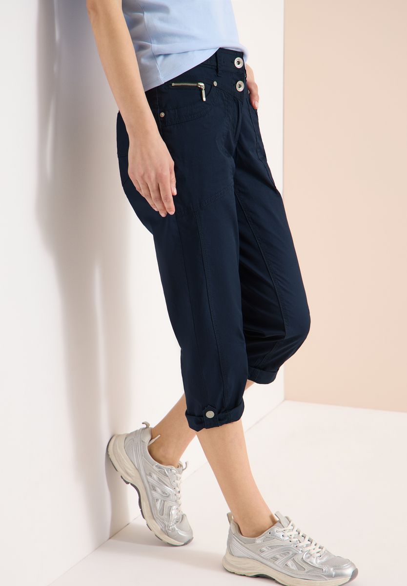 Mid Waist Slim Leg Hose mit Turn-Up