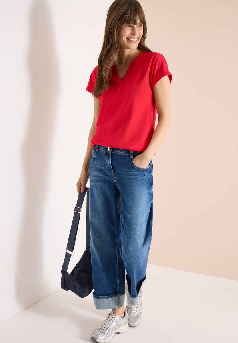 Shirt mit Split Neck im Tunika-Look
