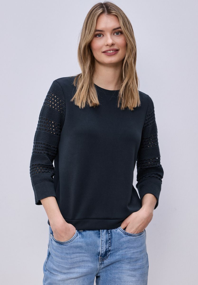 Shirt mit Lochmuster-Ärmeln