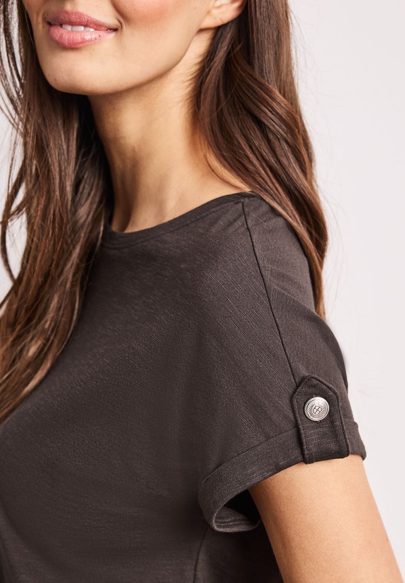 T-Shirt mit Rundhals und Knopfdetails