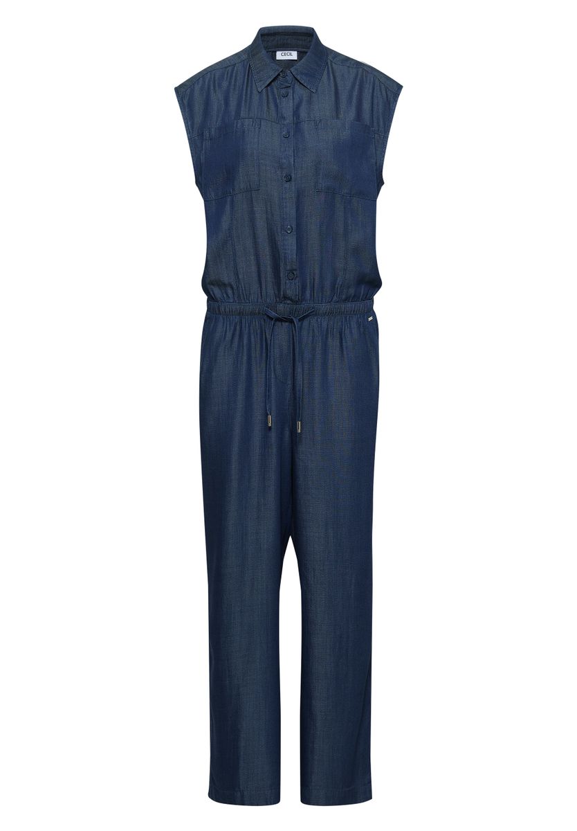Wide Leg Jumpsuit in Denim-Optik