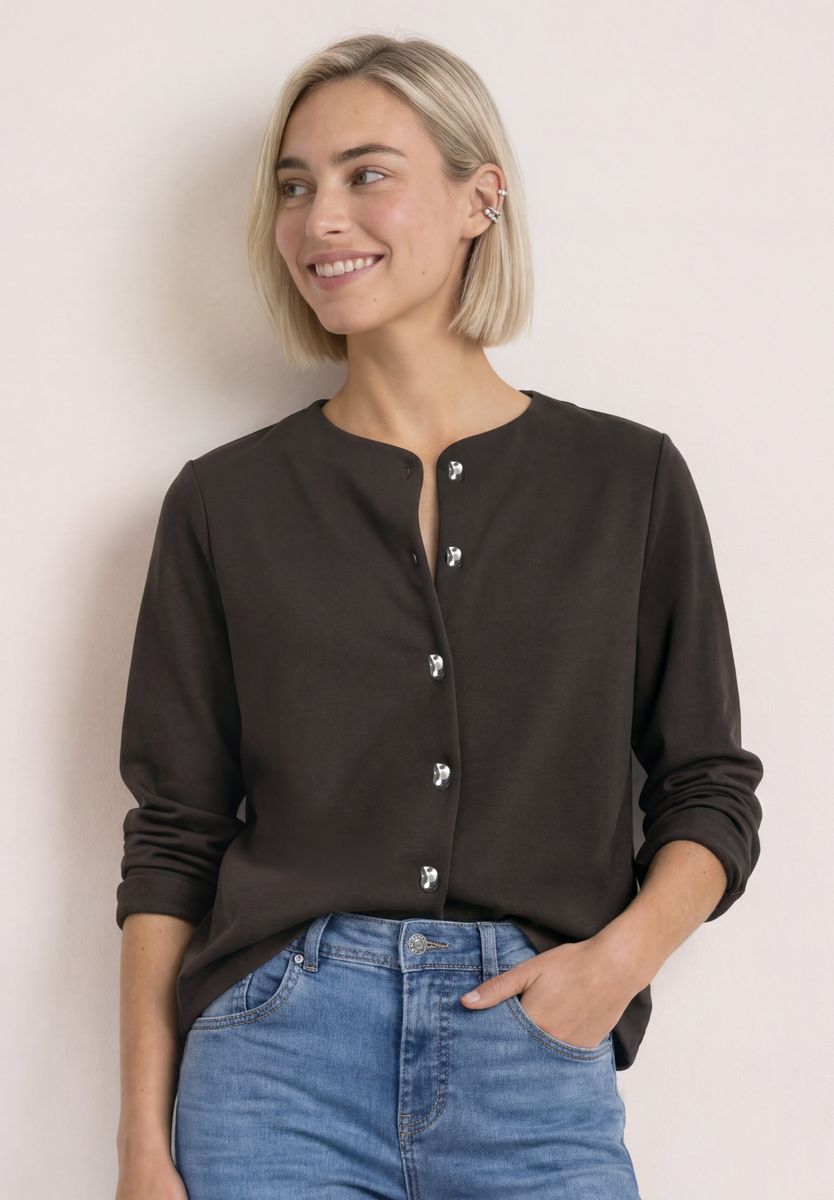 Strick-Look Jacke mit dekorativen Knöpfen