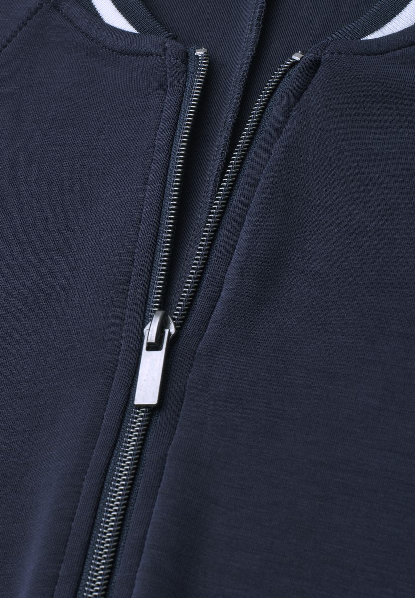 Langarm Jacke im Silk-Look mit Zipper
