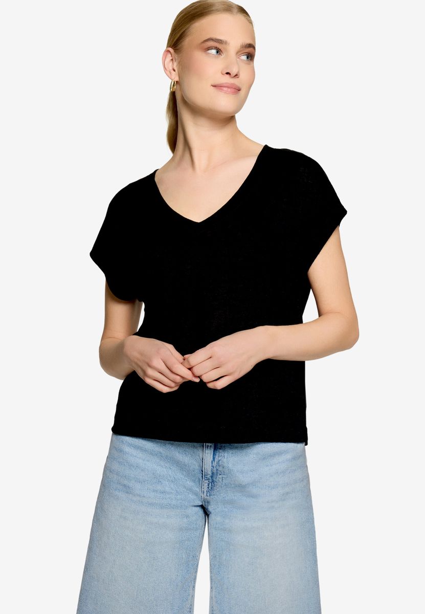 Basic-T-Shirt  mit V-Ausschnitt