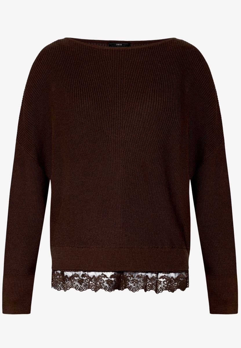 Strickpullover mit Spitzenkante