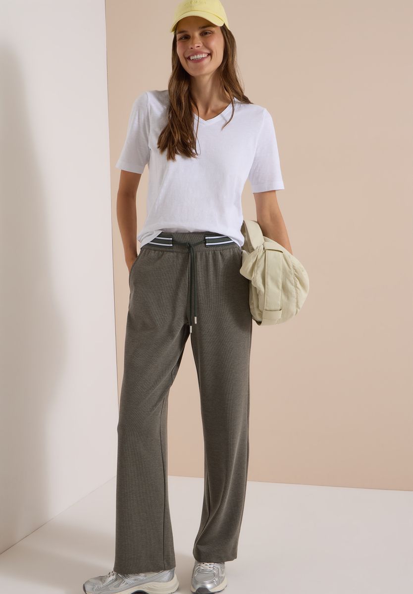 High Waist Straight Leg Hose mit Dessin