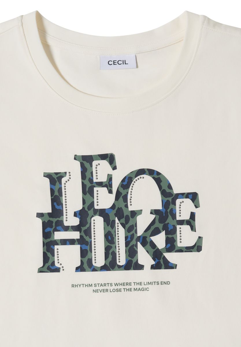 3/4-Arm Shirt mit Wording im Leo-Look