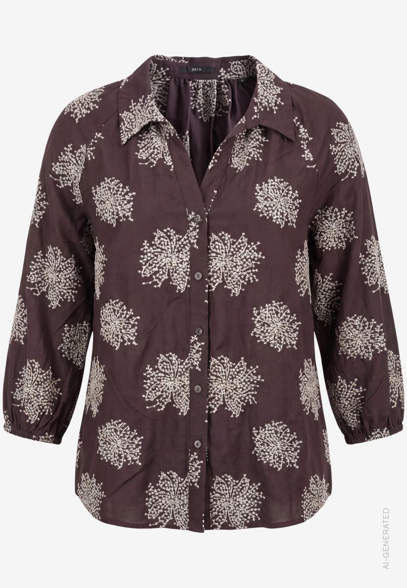 Oversized-Bluse  3/4 Arm mit Stickerei