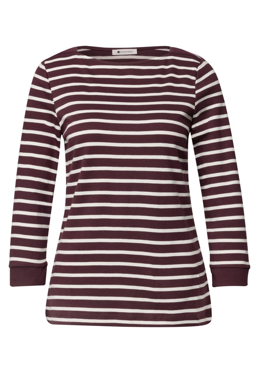 3/4-Arm Shirt mit Boat Neck und Streifen