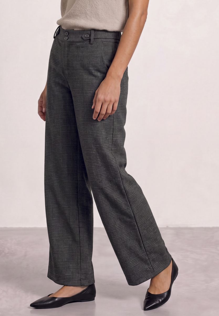 High Waist Wide Leg Hose mit Karomuster