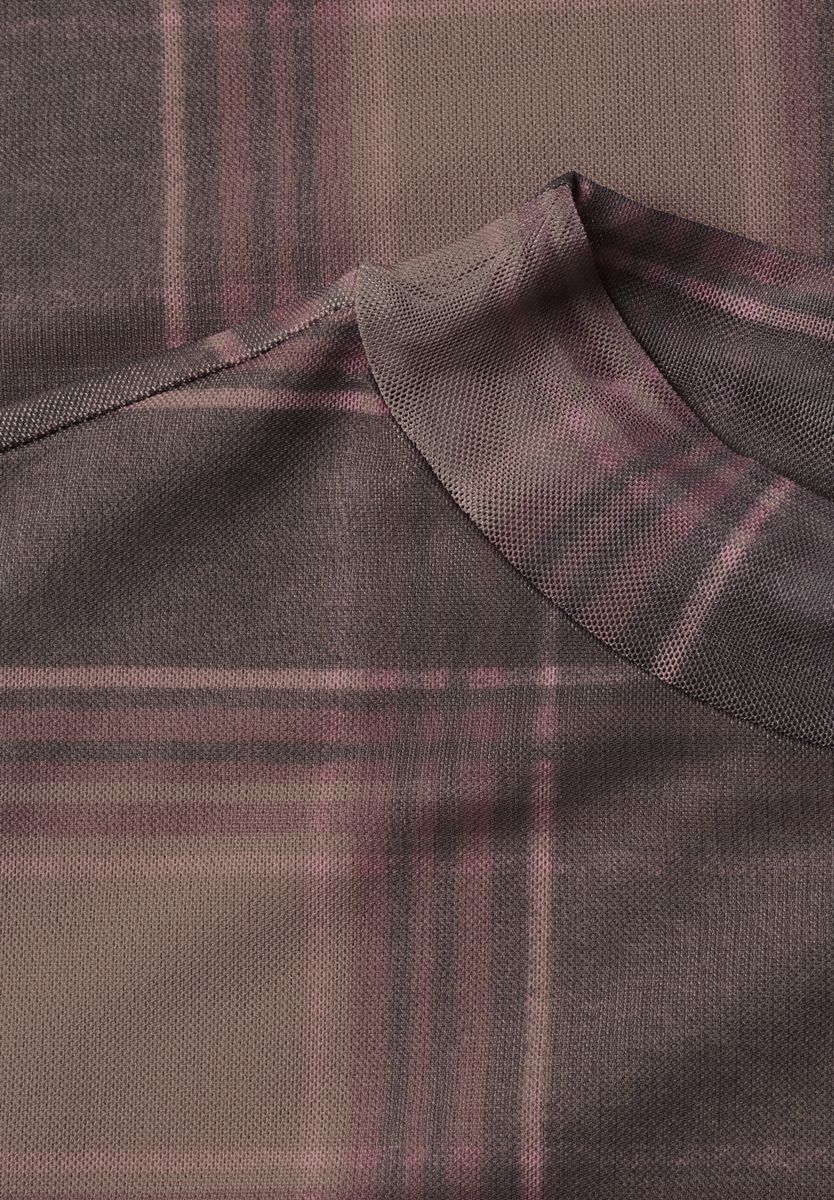Langarm Mesh-Shirt mit Rundhals und Print