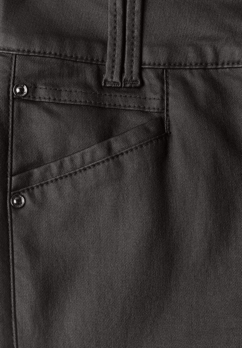 Mid Waist Hose im Slim Fit in Leder-Optik