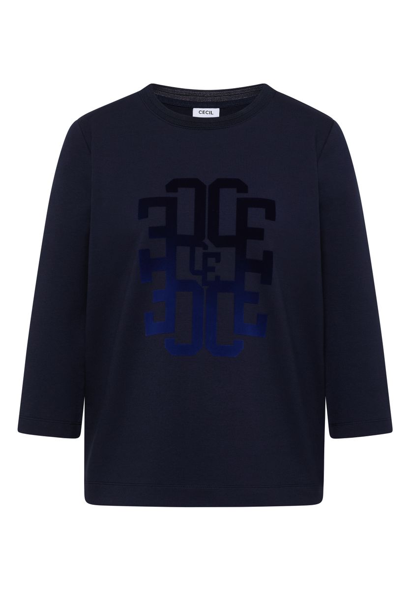 3/4-Arm Shirt mit Rundhals und Wording