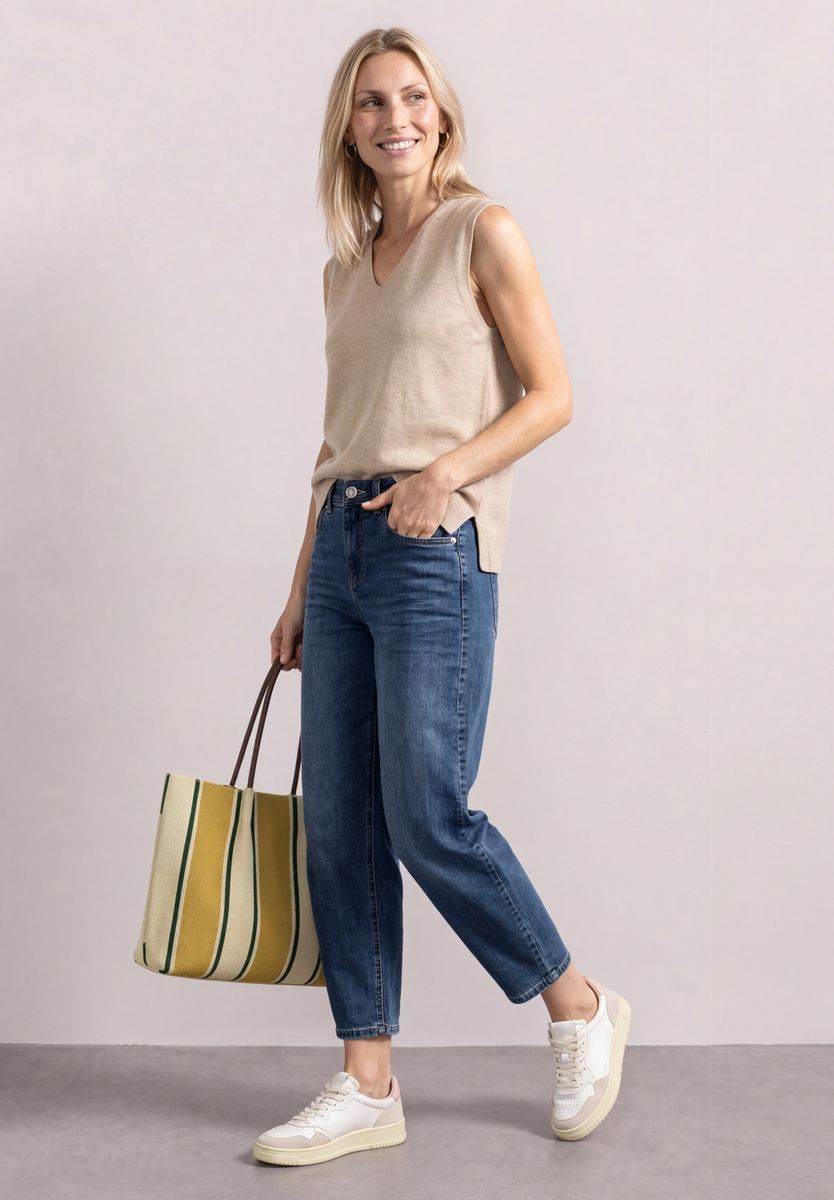 High Waist Barrel Leg Jeans im Loose Fit