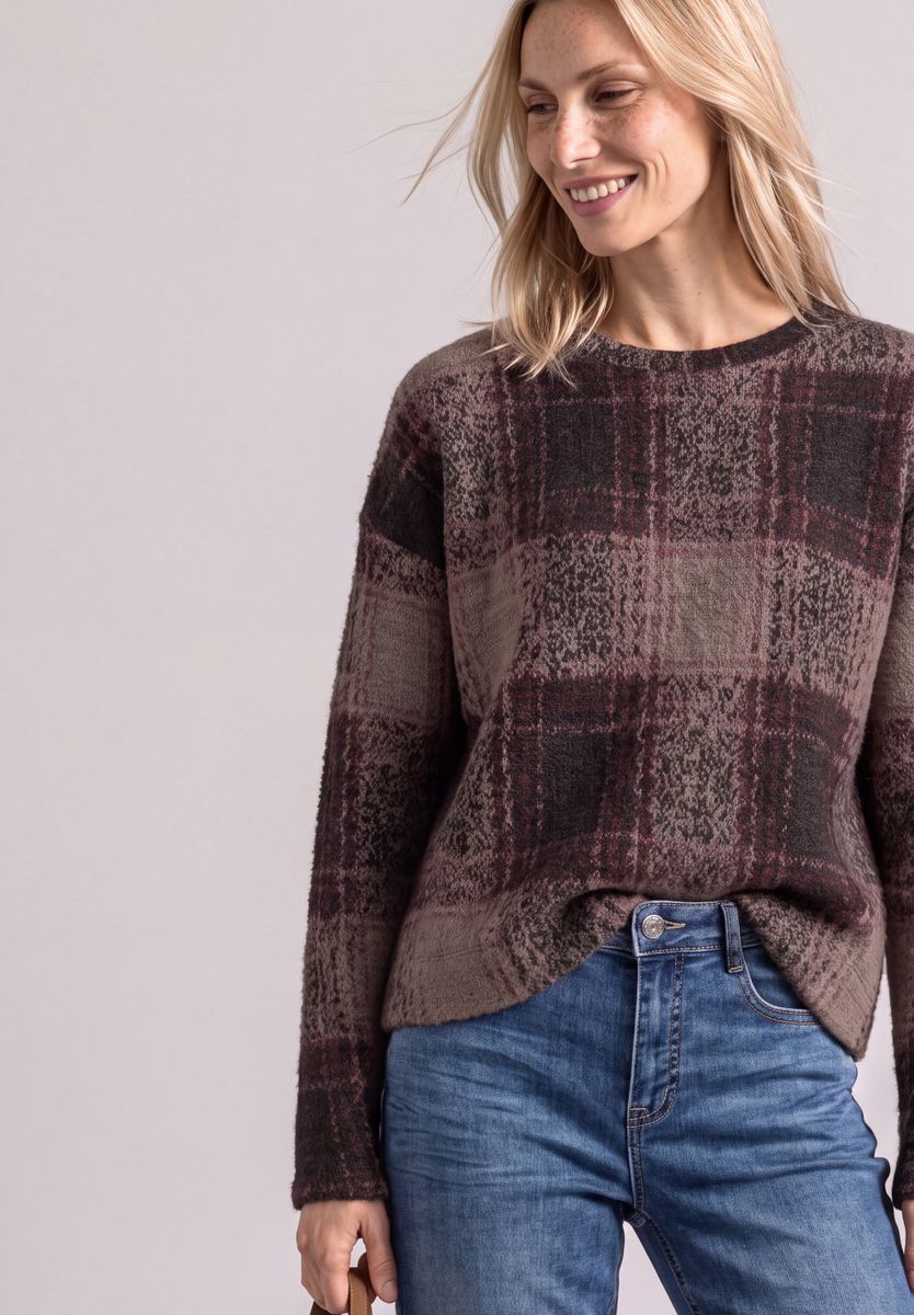 Langarm Shirt mit Rundhals und Karomuster
