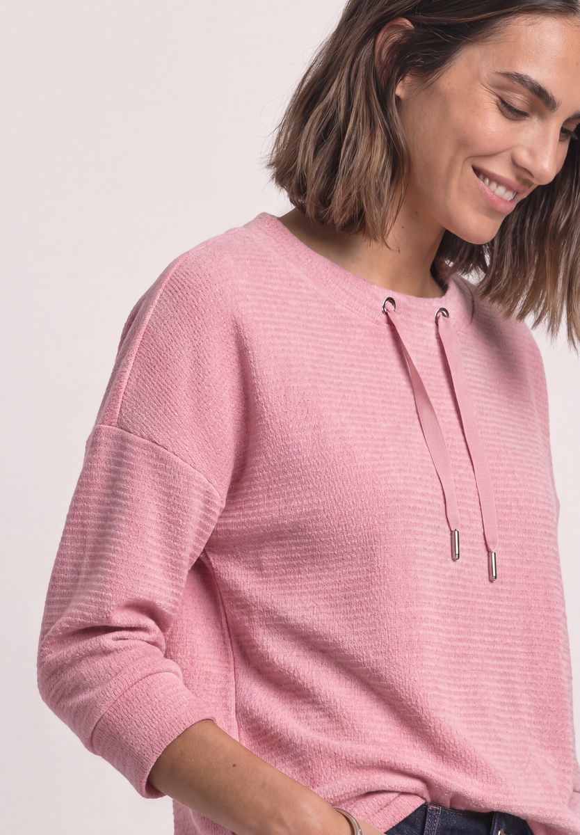 3/4-Arm Shirt mit U-Boot-Ausschnitt