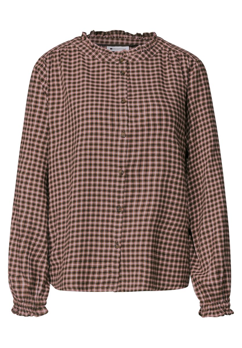 Langarm Bluse mit Rundhals und Rüschen
