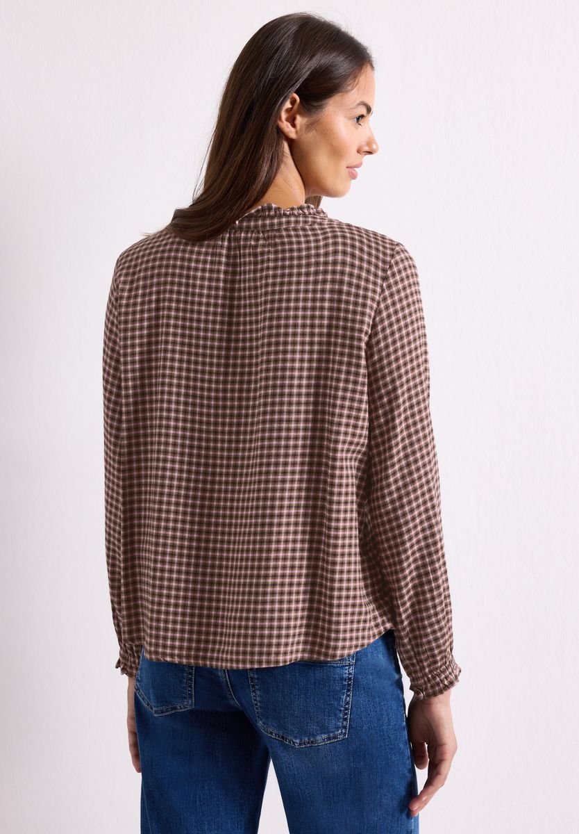 Langarm Bluse mit Rundhals und Rüschen