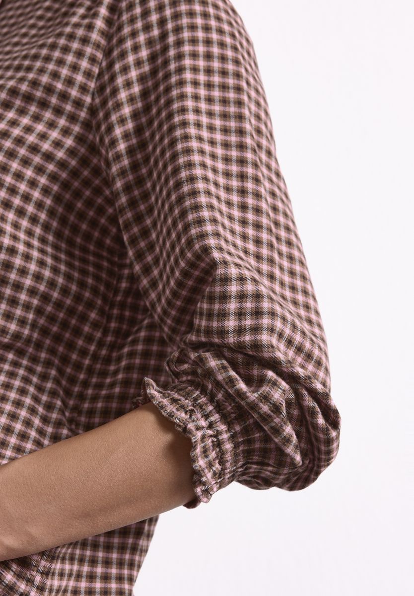 Langarm Bluse mit Rundhals und Rüschen