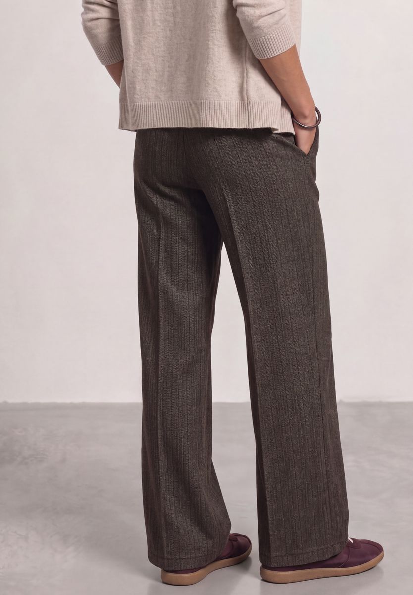 High Waist Straight Leg Hose mit Knopfdetail
