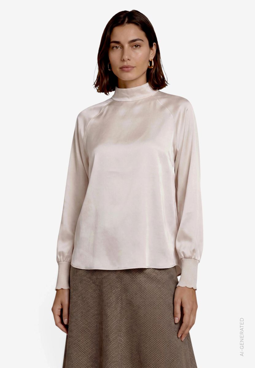 Satinbluse mit Stehkragen