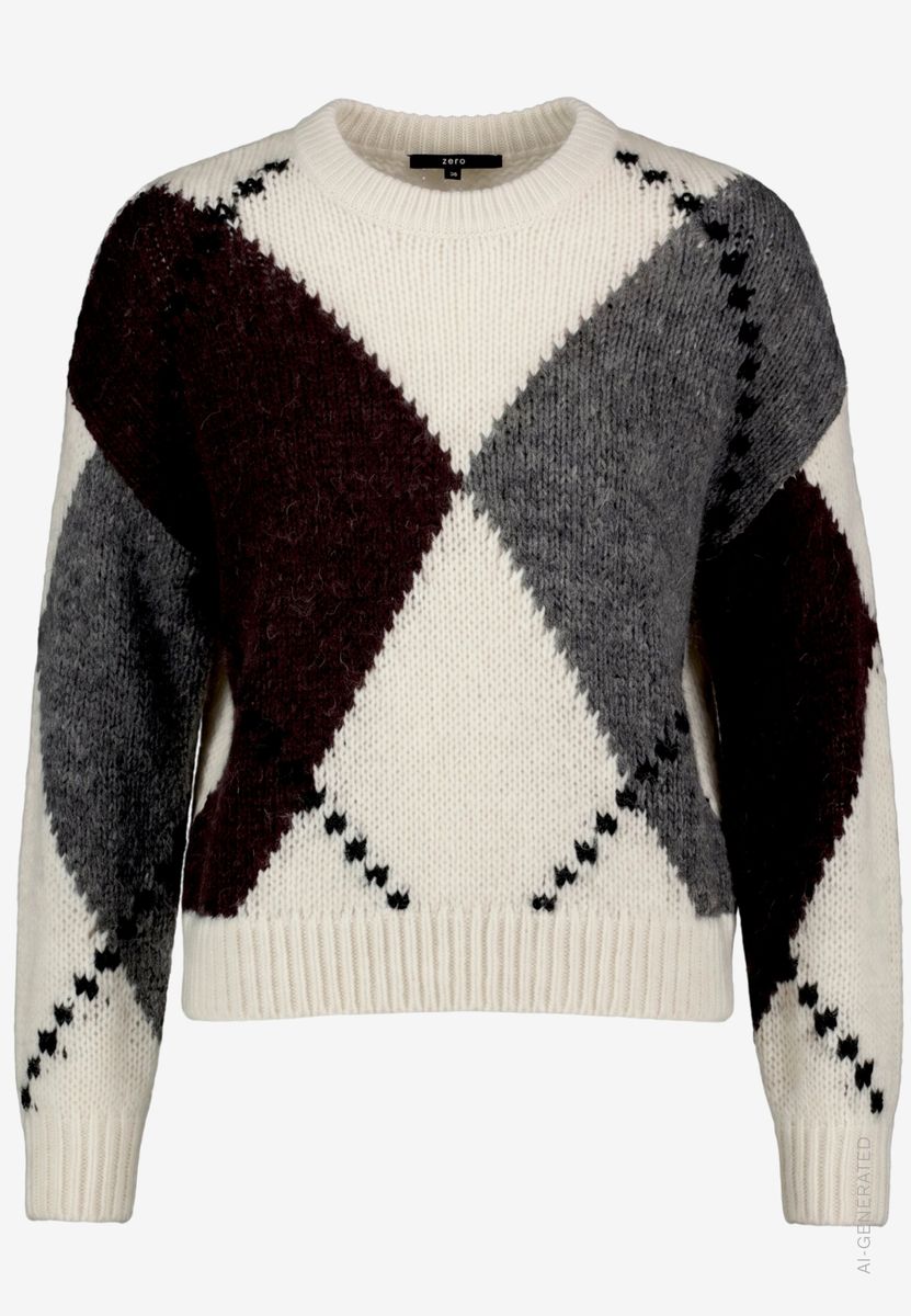 Grobstrick-Pullover mit Intarsie