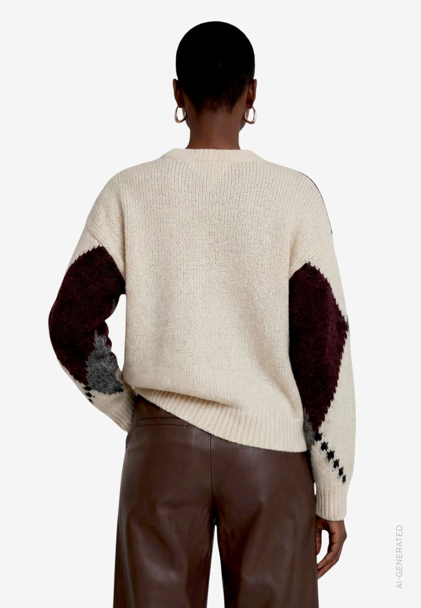 Grobstrick-Pullover mit Intarsie