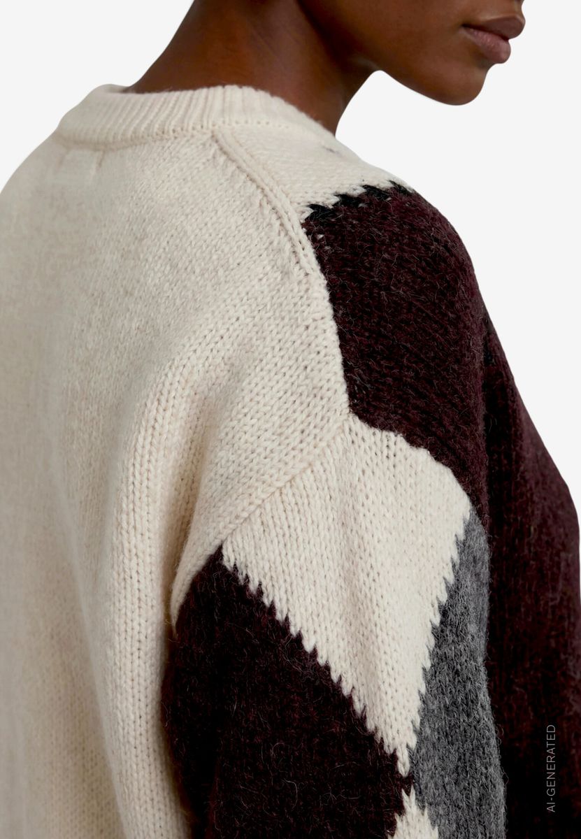 Grobstrick-Pullover mit Intarsie
