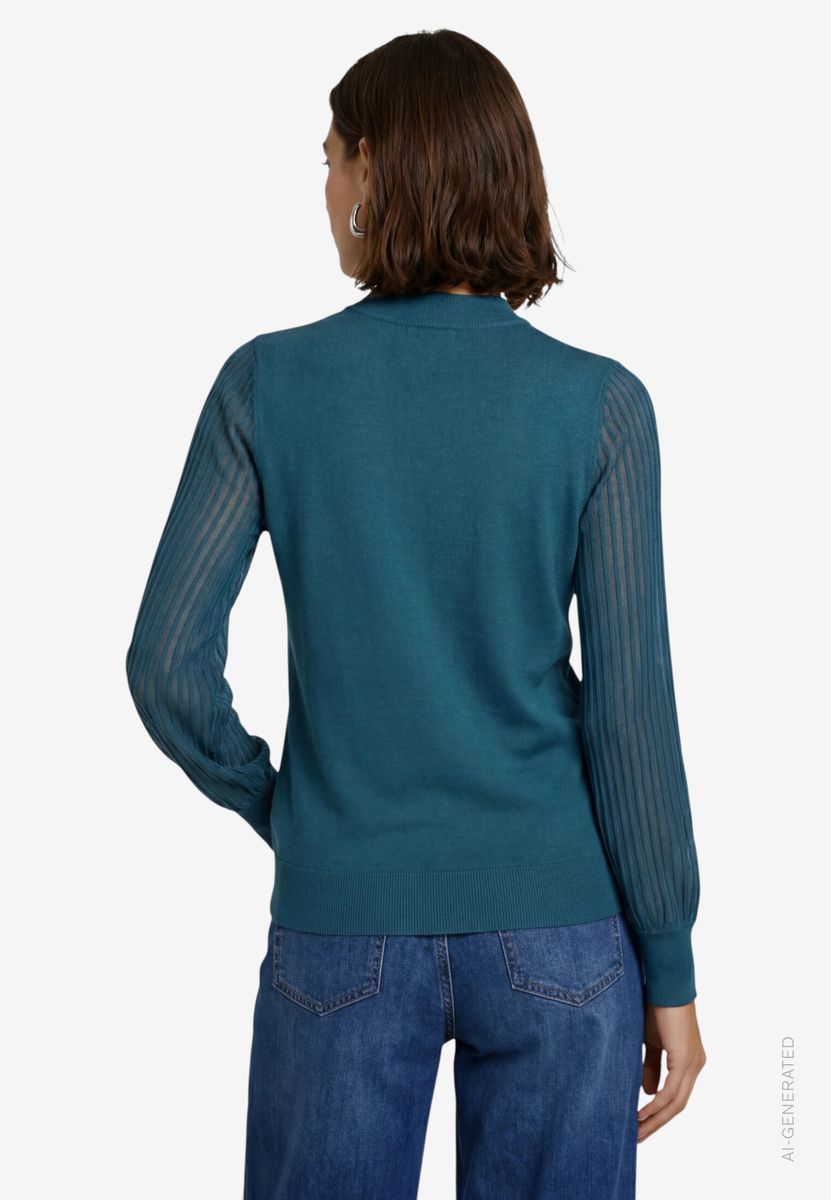 Damen Pullover  mit transparenten Ärmeln