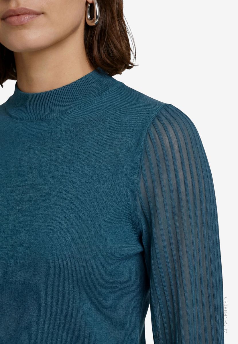 Damen Pullover  mit transparenten Ärmeln