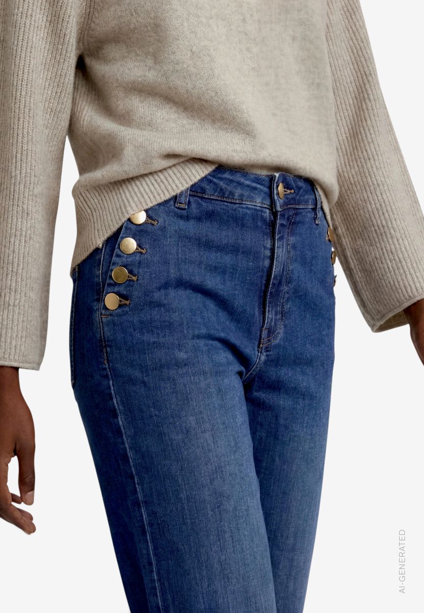 Damen Jeans  mit Zierknöpfen