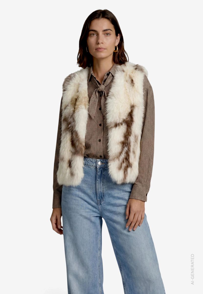 Kunstfell-Weste mit Animalprint