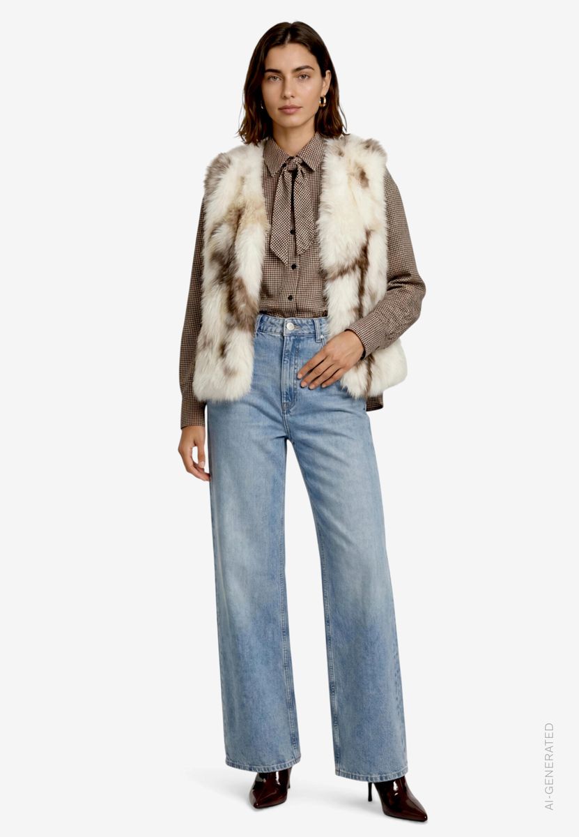 Kunstfell-Weste mit Animalprint